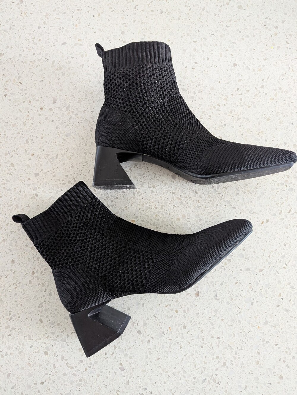 VIVAIA Melissa Square-Toe Knit Heeled Ankle Boots Black EU 39 US 8-8.5